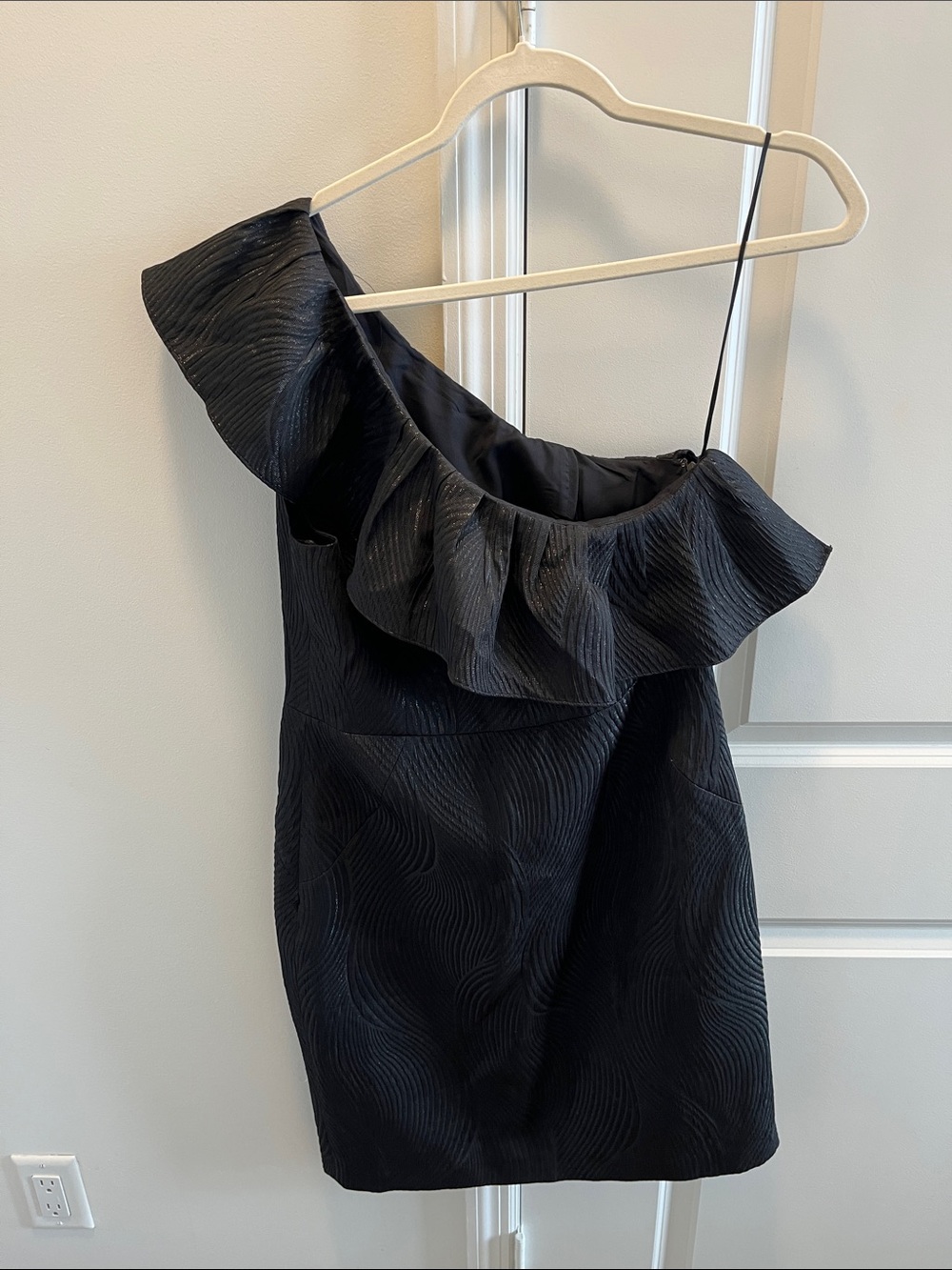One-Shoulder Black Ruffle Cocktail Dress - Picture 3 of 4